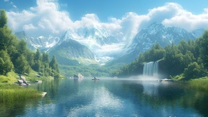 户外山间湖泊