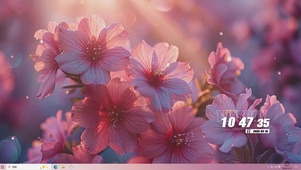 护眼红色花朵桌面主题