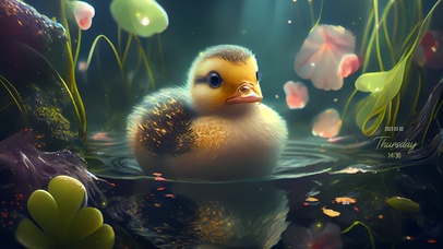 水中可爱小黄鸭