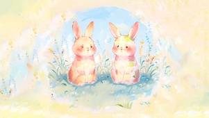 水彩画 萌兔