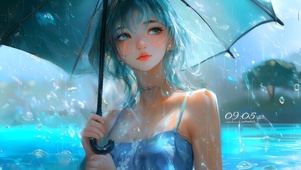 雨中美女