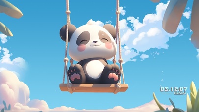 荡秋千的小熊猫