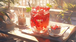 4K清凉夏日草莓冰沙