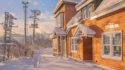 4k 治愈唯美夕阳冬季小镇