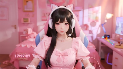 4K可爱电竞少女电脑房间