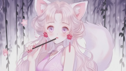 花落-4k软萌可爱猫女孩