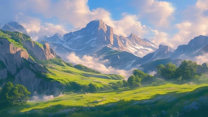 绿色护眼高山草地