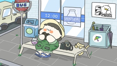 小女孩坐在板凳吃东西