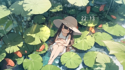 夏日荷塘里的可爱女孩