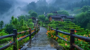 雨中山林小屋