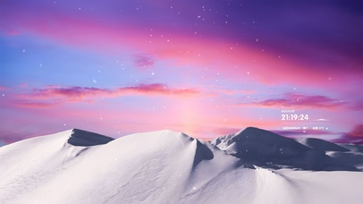唯美晚霞高山雪景