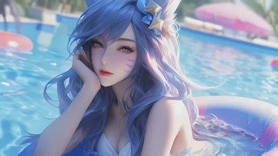 可爱猫耳少女，游戏女孩阿狸