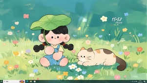清新少女与猫