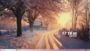 雪景树木房屋桌面主题