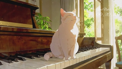 钢琴上的白猫