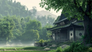 护眼 晨雾乡村