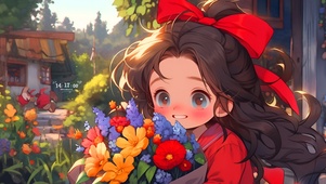 蝴蝶结花儿少女