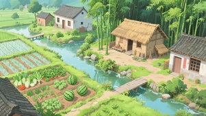夏日溪边人家