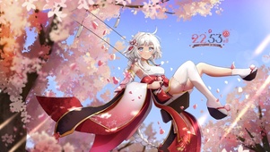古风樱花秋千少女
