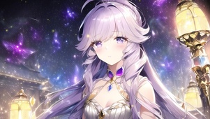 星空下的紫发少女