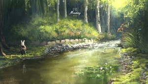 森林阳光流水