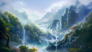 青山瀑布水流