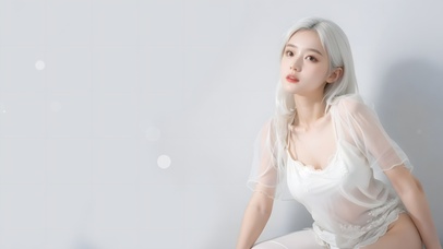 4K高清纯色背景美女壁纸