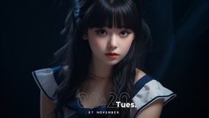 可爱黑发少女