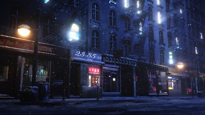 4k 治愈唯美夜晚冬季小镇