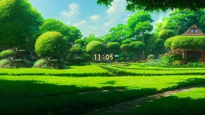 护眼树荫草地小路