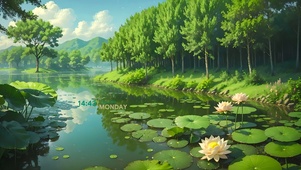 静谧雨中荷塘（护眼）