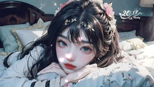 阳光卧室的爱心少女