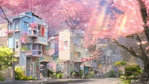 樱花树下街道