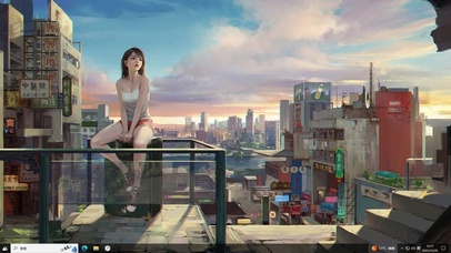 阳台上休闲的美女