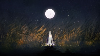 河灯穿过天河，到达神明手中