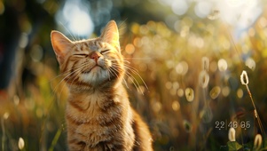 享受阳光的小猫