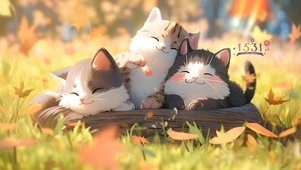 草地惬意猫咪