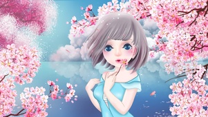 海边赏花少女