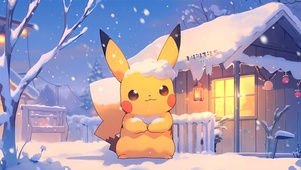 雪中可爱皮卡丘	