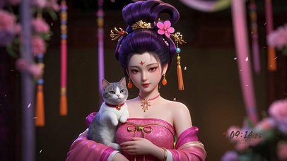 4K 抱猫女生