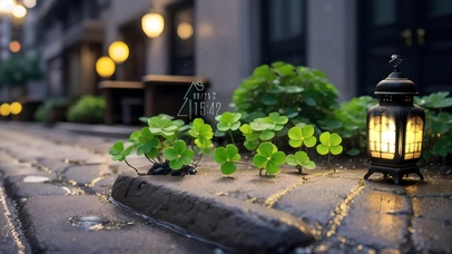 雨中小巷四叶草