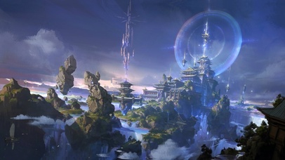 浮空岛城堡瀑布