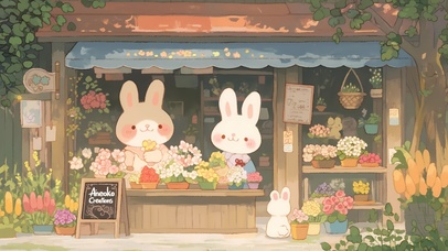 治愈可爱兔子萌宠温馨花店