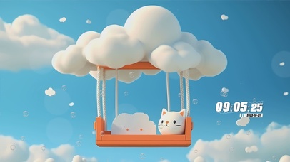 简约云朵可爱猫咪