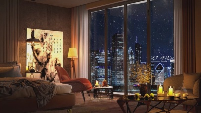 4K唯美都市雪天夜景