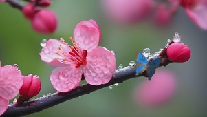 雨中桃花