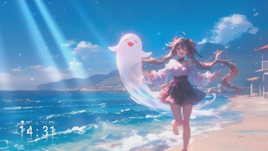 可爱海边女孩