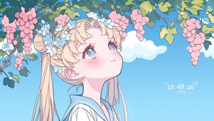 葡萄架下的美少女