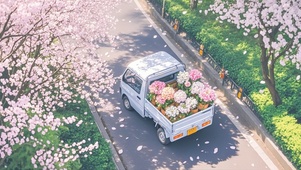 载满鲜花的小车