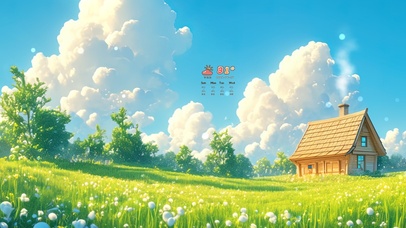 蒲公英草地木屋